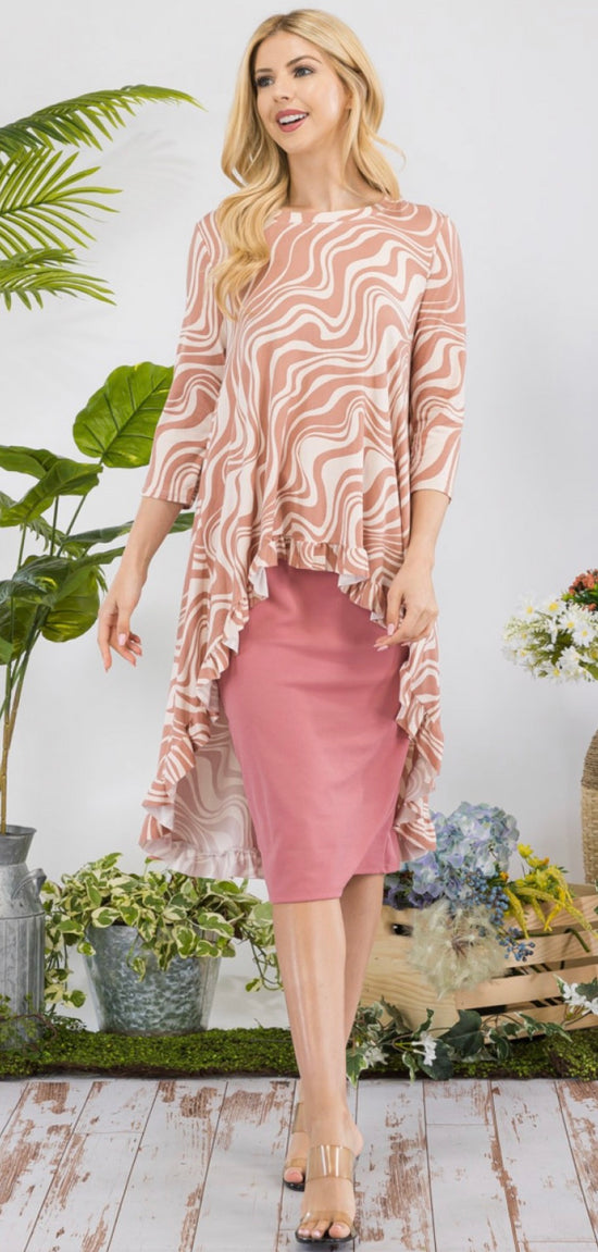 Plus Dusty Cinnamon Top with Ruffle Detail